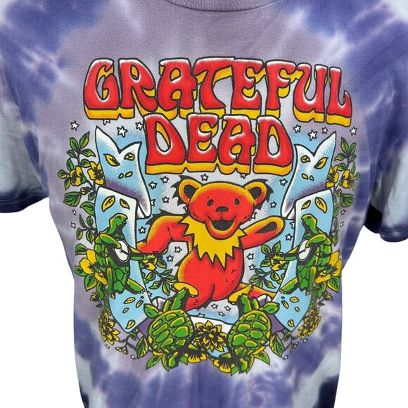 Grateful Dead T-Shirt Men's Large Purple Tie Dye Retro Dancing Bear Band Tee - Picture 2 of 8